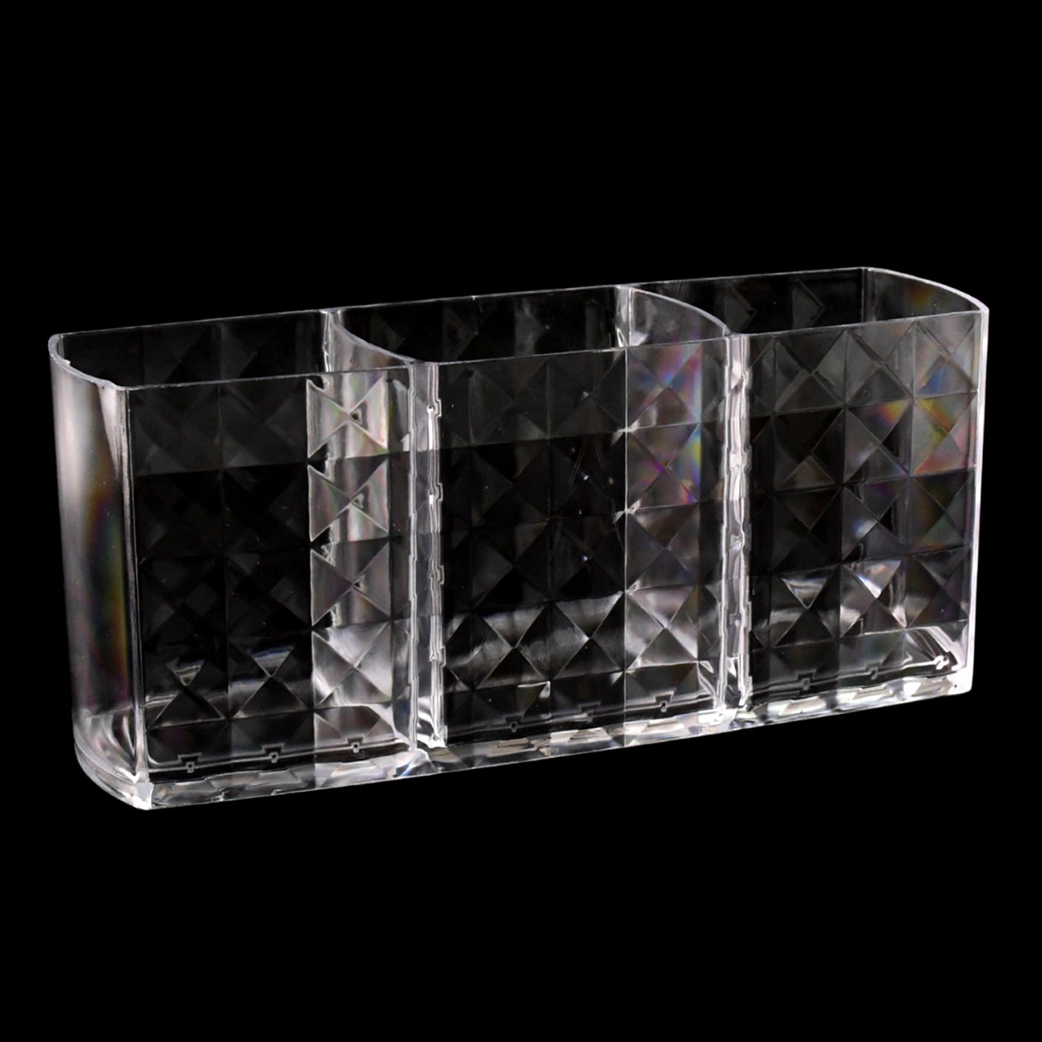 Elegant Crystal-effect 3-compartment Acrylic Makeup Brush Holder (1 Pc) Elegant Crystal-effect 3-compartment Acrylic Makeup Brush Holder (1 Pc)